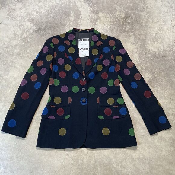 Moschino Jackets & Blazers - Moschino Blazer Womens 10 Cruise me Baby Black Geometric Single Breasted Vtg